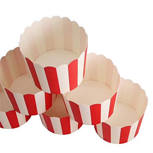 50-Pack Muffin Cups Baking Paper Cup Cupcake Muffins Liners Red And White Stripes Baking Cups, Bottom Dia 2.3 Inch #TOP6