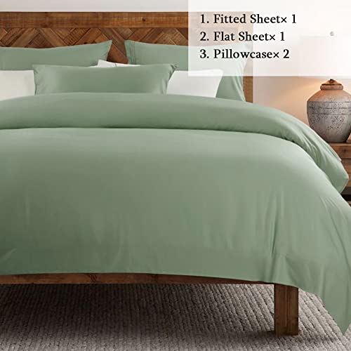 Image of SONORO KATE Bed Sheet Set Super Soft Microfiber 1800 Series Luxury Egyptian Sheets 16-Inch Deep Pocket,Wrinkle and Hypoallergenic-4 Piece (Sage, Queen)