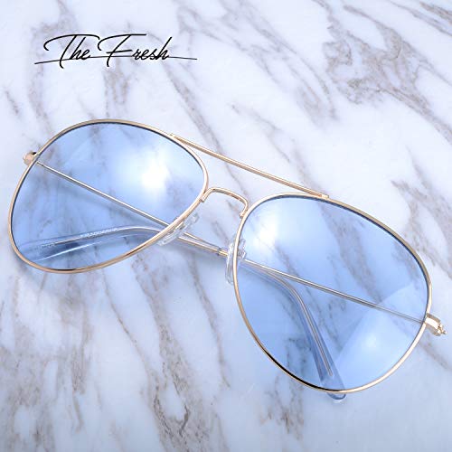 Image of The Fresh Classic Aviator Frame Light Color Lens XL Oversized Sunglasses Gift Box