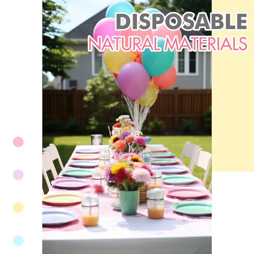 Zhehao 100 Pcs Pastel Disposable Paper Plates 9 Inch Rainbow Color Disposable Plates Pastel Rainbow Party Decoration for Birthday Wedding Baby Shower Bridal Party Supplies by Zhehao - Used condition - Image 4