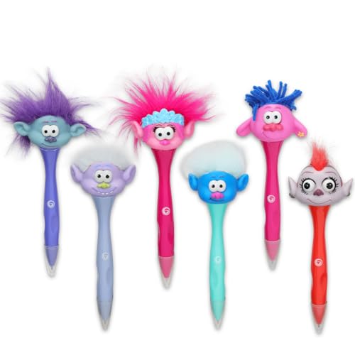 Set de 6 bolígrafos Trolls para niños con stickers miniatura 2
