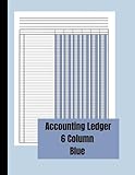  Accounting Ledger: 6 Column in Blue, Accounting Book for Small Businesses & Personal Use. Income & Expense Tracker