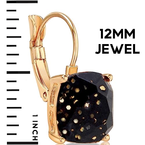 Sparkly Square Earrings for Women - Colorful Leverback Dangle Earrings for Women, Large Glitter Statement Earrings4