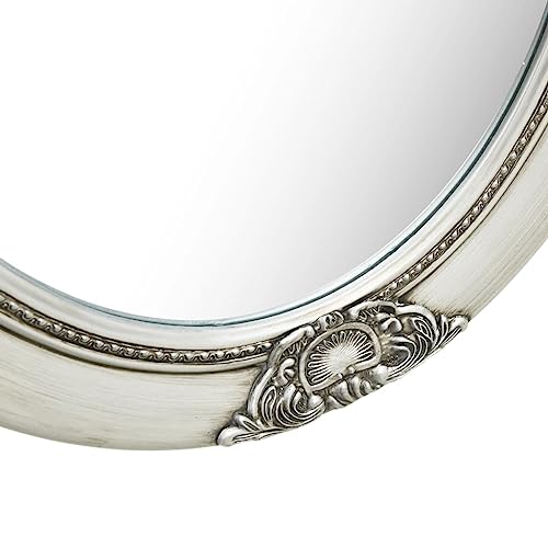 Miroir de chambre baroque argenté 50x70 cm rectangulaire pour mur de dressing