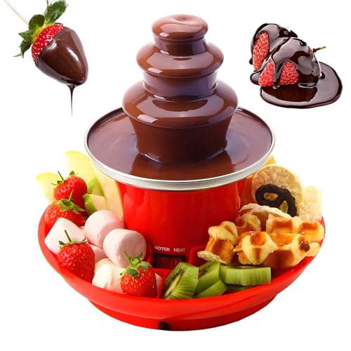 Set di fontane al Cioccolato Elettrico-Mini fonduta a 3 Livelli con pentola Calda e Funzione di Calore | Festa Che Serve Vassoio per Natale/Compleanni/Eventi Domestici