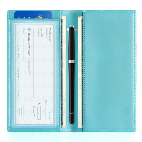 Image of CoBak Checkbook Cover for Women & Men - PU Leather Case with RFID Blocking | Classic Design Check Book Holder for Personal and Business