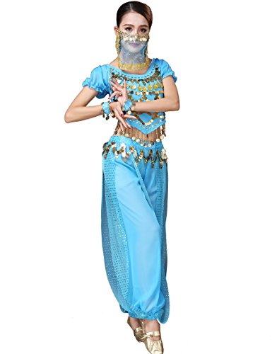 Astage Damen Bellydance Tribal Bauchtanzkostüm Halloween Festival Show Kostüme Himmelblau