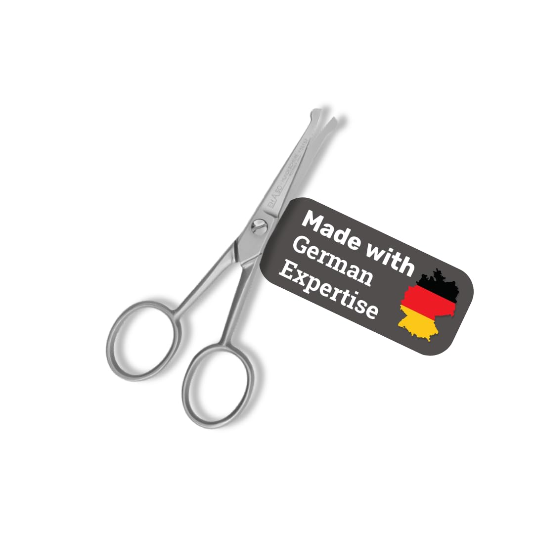 EHASO Premium Pfotenschere 17 cm Rundspitze für Hunde | Abgerundete Schere, Gebogene Klinge, Klein und Prä
