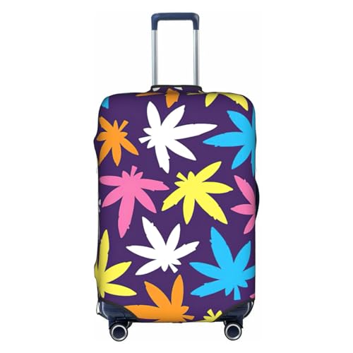 Housse de bagage élastique blanche en taille L avec motif weed coloré