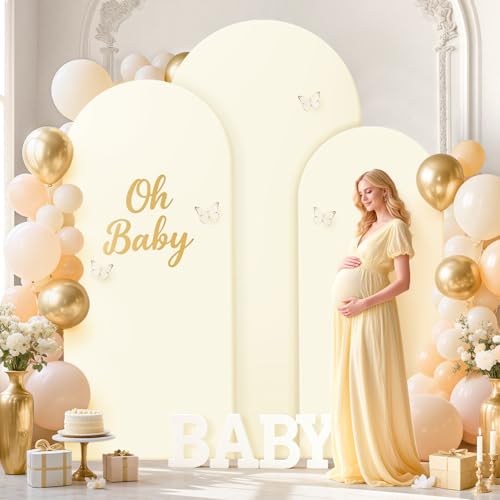 FOTSHARER Arch Backdrop Stand and Cover Set (7.2FT, 6.6FT, 6FT) Metal Wedding Arch Stands Ivory Spandex Cover for Arched Backdrop Background Arches Stand with Covers for Wedding Party Anniversary by FOTSHARER - Used condition - Image 4