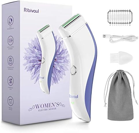 Women‘s Electric Razor, Ribivaul Electric Lady Shaver with 3-1 Shaving Blades, Fast Charging Cordless Bikini Trimmer with Long Battery Life, Wet and Dry Use Razor for Armpits, Arms, Legs (Purple)