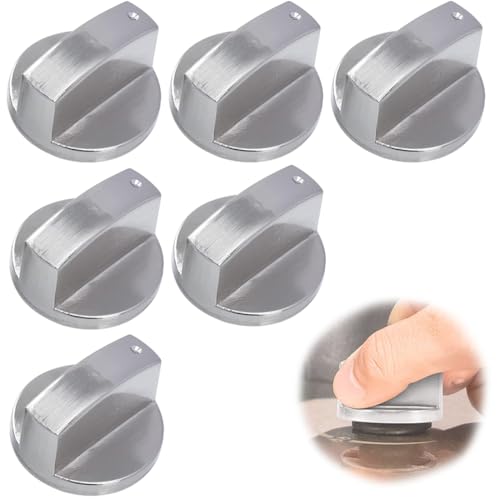6 Pièces Bouton pour Réchaud à Gaz, 6 mm Bouton de Poêle pour Cuisinière à Gaz, Bouton Plancha Gaz, Boutons de Commande Universels en Métal, pour le...