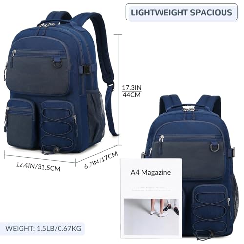 Image of Lohol Water Resistant Daypack with Mulitiple Pockets for School Travel Outdoor College, 15.6 inch Laptop Backpack for Men and Women (Navy Blue)