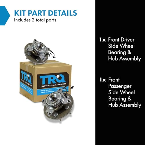Image of TRQ Front Left and Right Wheel Bearing and Hub Assembly Set 2 Piece Compatible with 2002-2006 Ford Expedition RWD 2002-2006 Lincoln Navigator RWD