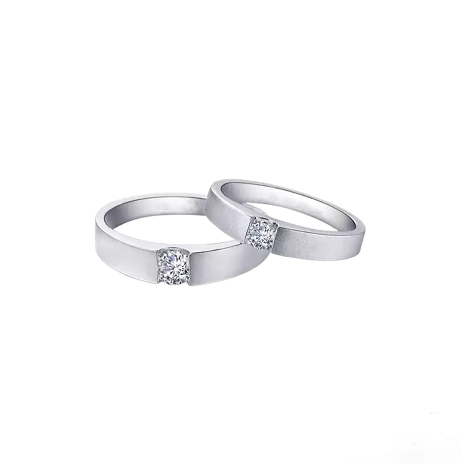 Anillo de platino para hombre, moderno, blanco, diamante y plata, anillo de compromiso Pt950, talla 52 (16,6)