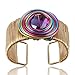 Florate Gold Color Arm Cuff Big Crystal Bracelet for Women Thick Wide Chunky Statement Non Tarnish Wire Wrist Wrap Fashion Bangle (BTX313-colorful)