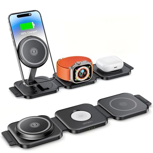 JARGOU 3 in 1 Wireless Charging Station for Apple Devices, Foldable iPhone...