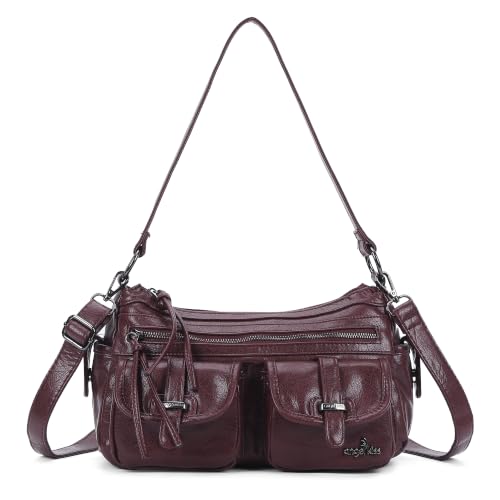 Image of Angel Kiss Hobo Purses for Women Crossbody Shoulder Bag Ladies Multi Pocket Handbags with Adjustable Shoulder Strap | Soft Vegan Leather