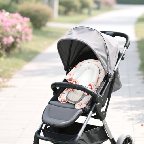 Image of Baby Car Seat Head Body Support & Strap Covers, 2 in 1 Infant Car Seat Insert, Reversible Soft Breathable Newborn Cushion Pads for Preemie, Perfect for Baby Carseats, Strollers, Swings (Rainbow)