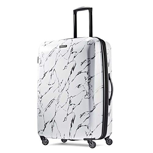 Image of American Tourister Moonlight Hardside Expandable Luggage with Spinner Wheels, Marble, Checked-Large 28-Inch