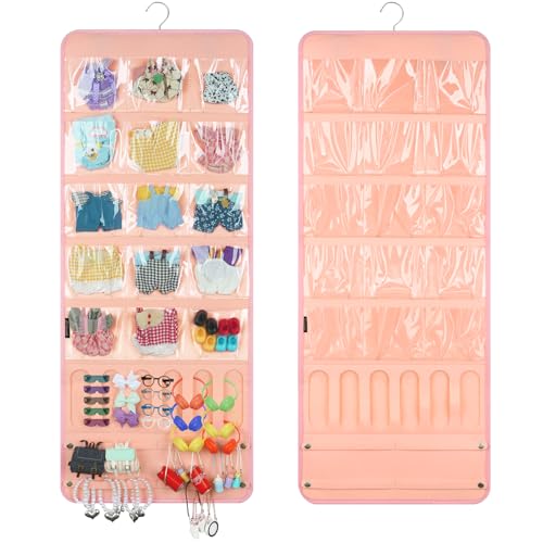 Accessoires de poupée rangement suspendu rose pour trier les habits facilement