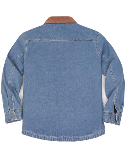 Image of ZENTHACE Men's Flannel Lined Denim Chore Coat, Snap Button Workwear | 11.2 oz 100% Prewashed Denim Cotton, Fully Flannel Lining, Corduroy Collar, 6-Pockets Oversized Utility Outdoor Barn Coat