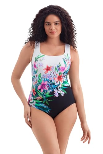 Women's Swimwear Bora Bora Panel Scoopneck Tank One Piece Swimsuit, Multi, 16