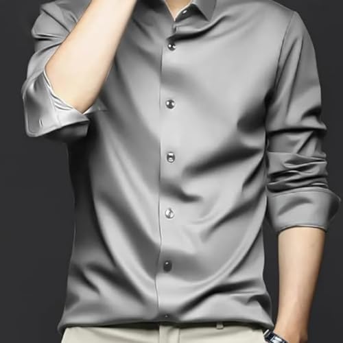 Image of IndoPrimo Men's Stylish Solid Satin Casual Shirt for Men Full Sleeve