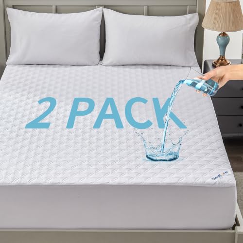 BEDLORE 2 Pack Waterproof Mattress Protector, Queen Size Mattress Pad