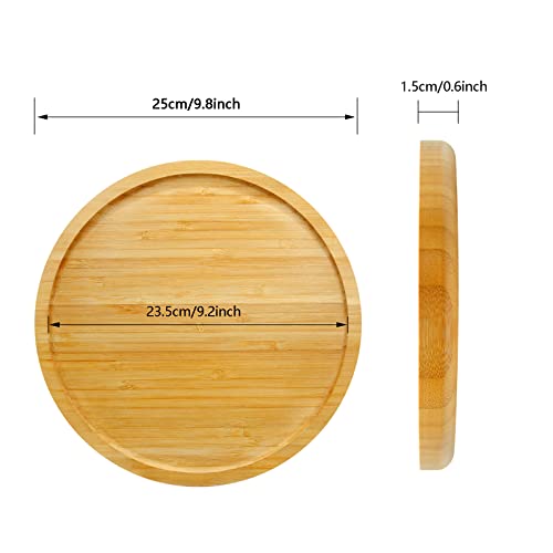 Fenspeed 2Pcs Bamboo Plant Saucer Drip Trays Plant Pot Flower Pot Large Round Plant Trays For Indoors Plant Plate Planter Pallet Succulent Cactus (10Inch/25Cm) #TOP1