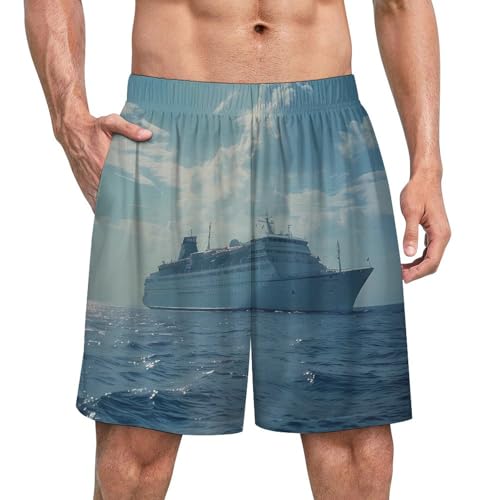 Ocean Cruise Ship Men's Pajama Shorts Drawstring Pajama Pants Loungewear Pj Bottoms with Pockets
