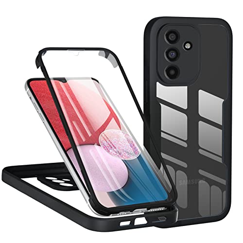 TVVTPU Coque pour Samsung Galaxy A14 5G/4G avec Protège écran intégré, Étui de Téléphone Antichoc 360 Protection Complet Double Face Transparente Anti-rayures Robuste Bumper Portable Housse Case, Noir