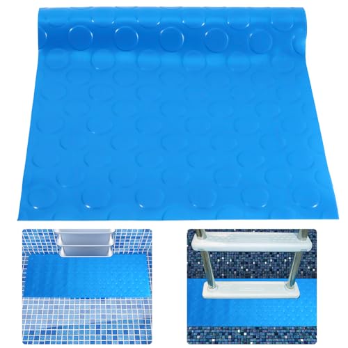 Alfombrilla antideslizante para escalera de piscina 23x60 cm azul miniatura 1