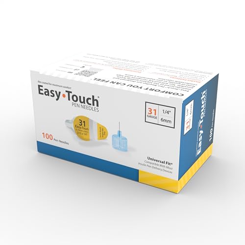 Easy Touch Insulin Pen Needles- 31G, 1/4-Inch (6mm), Box of 100