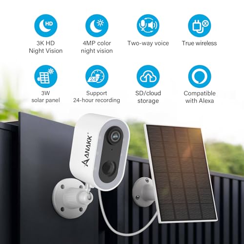 Solar Security Cameras System Wireless Outdoor with Monitor, 2 Cameras Home Surveillance, Color Night Vision, 24/7 Recording, Motion Detection, Weatherproof, Expandable to 10CH, No Monthly Fee (White) by Anakk - Image 6
