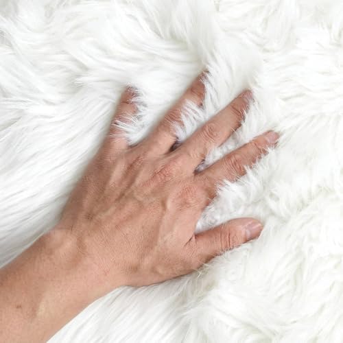 Image of Prokart Soft Faux Fur Fabric Cloth - 60 Inch Wide Pana | Fur Fabric Decorative Cloth for Crafting Soft Toys, Fancy Dress, Baby Photoshoot, Wedding Mandap & Party Decor (White, 1 Mtr)
