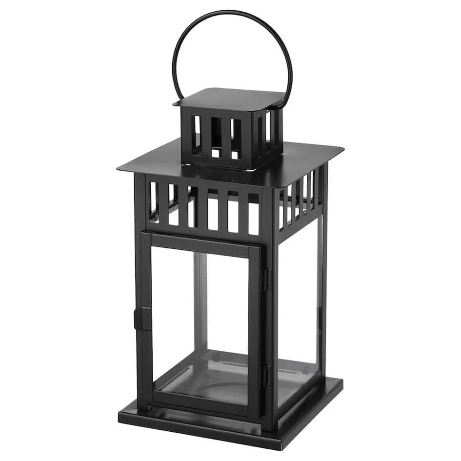 Lanterna Portacandele perfetta per allestimenti da interno, Porta Candela in Acciaio da Giardino (Nero 28 Cm, 6)