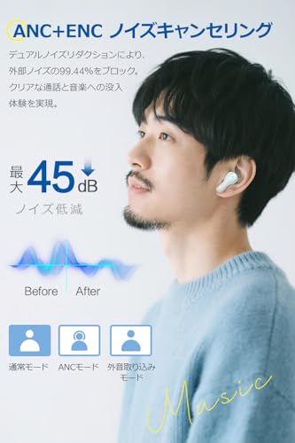 イヤホン bluetooth ワイヤレスイヤホン 【2025年世界初登場Bluetooth6.0&多機能タッチスクリーン】 ぶるーとぅーす ブルートゥース イヤフォン探し ANC&ENCノイズキャンセリング 外音取込 ゲームモード IPX7防水 最大50時間再生時間 自動ペアリング マイク付き 小型/軽量 Type-C充電 iPhone/Android/Pad適用 スポーツ/通勤/通学/WEB会議
