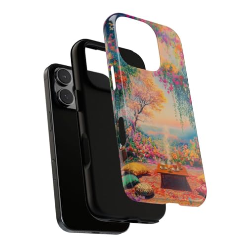 Coque iPhone 16 Pro rigide florale antichoc coque résistante et brillante multicolore
