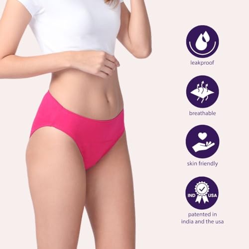 Image of Adira | Hipster Panties for Women | Period Panties for Women Leak Proof & Breathable | Hipster Fit for Medium Flow | Use with Pad for Non Icky Feeling | Patented Design | Pack of 2