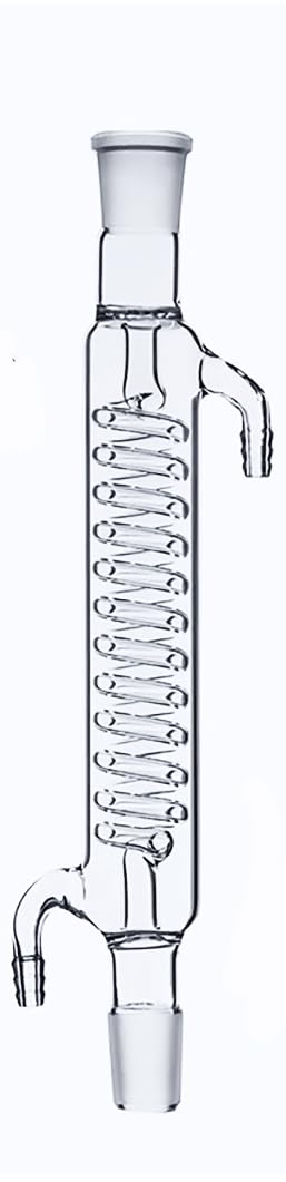 SINM Borosilicate Glass Condenser, Lab Glass Condenser Reflux Extractor, Two Equal Caliber End, Chemistry Extraction Distillation Apparatus Condensing Pipe, (Graham, 300mm-24/29 Join)