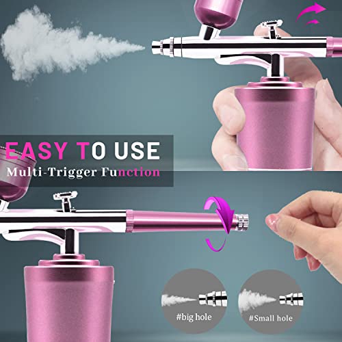 Mini Airbrush Kit,Portable Rechargeable Cordless Airbrush Compressor,Mini Airbrush Set For Nail Aribrush Makeup Kit,Suitable For Nail Ait,Cake Decor,Model Coloring,Oxygen Facial Sprayer (Pink) #TOP4