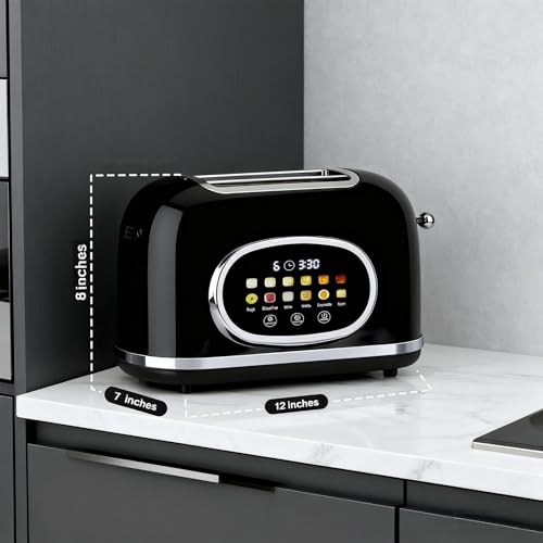 Roter Mond 2 Slice Toaster Smart Touch Screen, Retro Stainless Steel Bread Toaster with Digital Timer, Sleep Mode, Bagel, Cancel, and Defrost Functions, 6 Bread Types and Shade Settings, Black by Roter Mond - Image 8