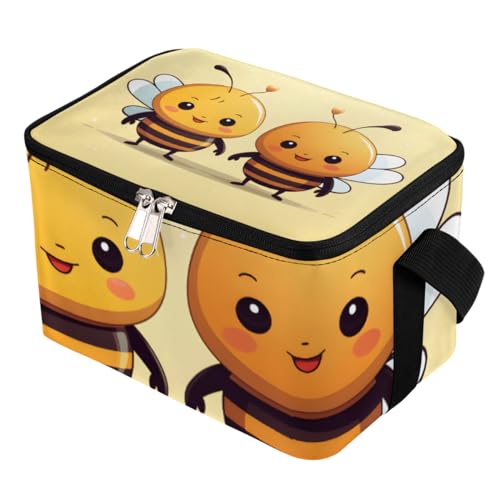 GzLeyigou Lunch Bags for Women Men 9 Cans,Cute Bee Animal Hot & Cold Food Delivery Bag Insulated Grocery Bag Insulated Lunch Box Bee Cooler Bag for Office Work Picnic Beach