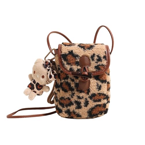 Sac cabas hobo en peluche avec joli pendentif rétro poupée