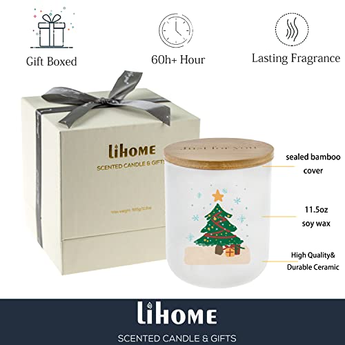 Lihome Christmas Candles - Christmas Gifts For Women Men, Candles For Home Scented, Handmade Ceramic Jar 11.5Oz Natural Soy Wax(Christmas Vanilla Coconut) #TOP1