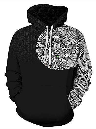 Viking Unisex Vegvisir Hoodie Norse Mythology 3D Printed Odin Rune Valknut Harajuku