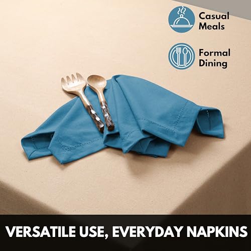 Servilletas de Tela 100% Algodón Set x12 Turquesa 45x45 cm miniatura 4