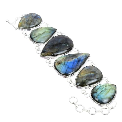 Solid 925 Silver Labradorite Gemstone Handmade 925 Sterling Silver Bracelet 925 Stamped Gemstone Natural Labradorite Bracelet