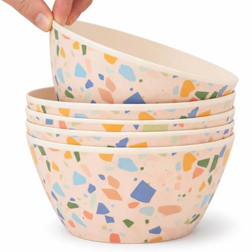 Bamboo Bowls Set of 4 – 6 Inch 20oz Toddler Bowl & Kids Bowls –Durable Kid Dishes and Snack Bowls for Kids –BPA Free, Lightweight, Dishwasher Safe, Non-Microwavable Toddler Bowls & Plates (Colorpop)